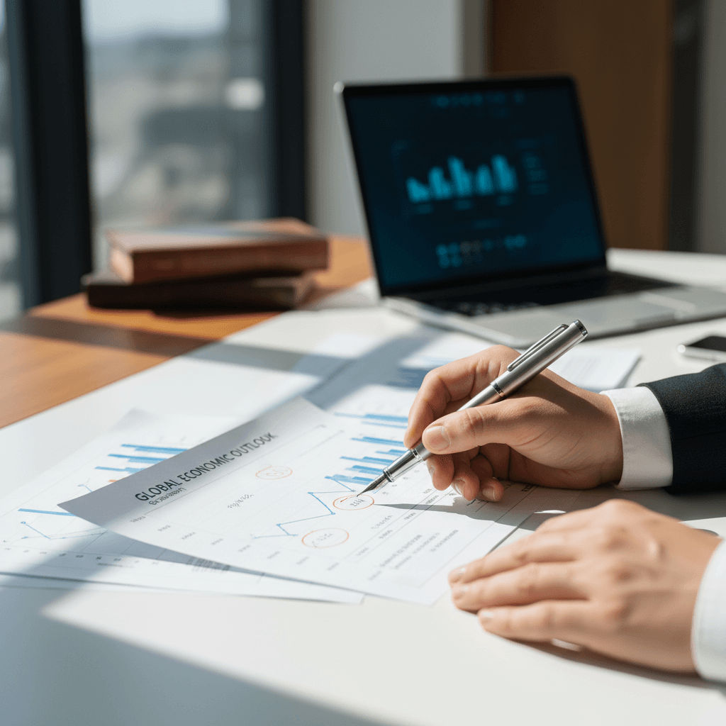Analyst reviewing market data charts on a laptop